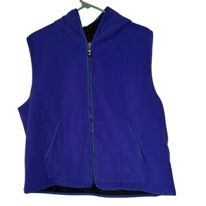Fu Da Royal Blue Silk Lined Fleece Zip Up Vest Jacket
